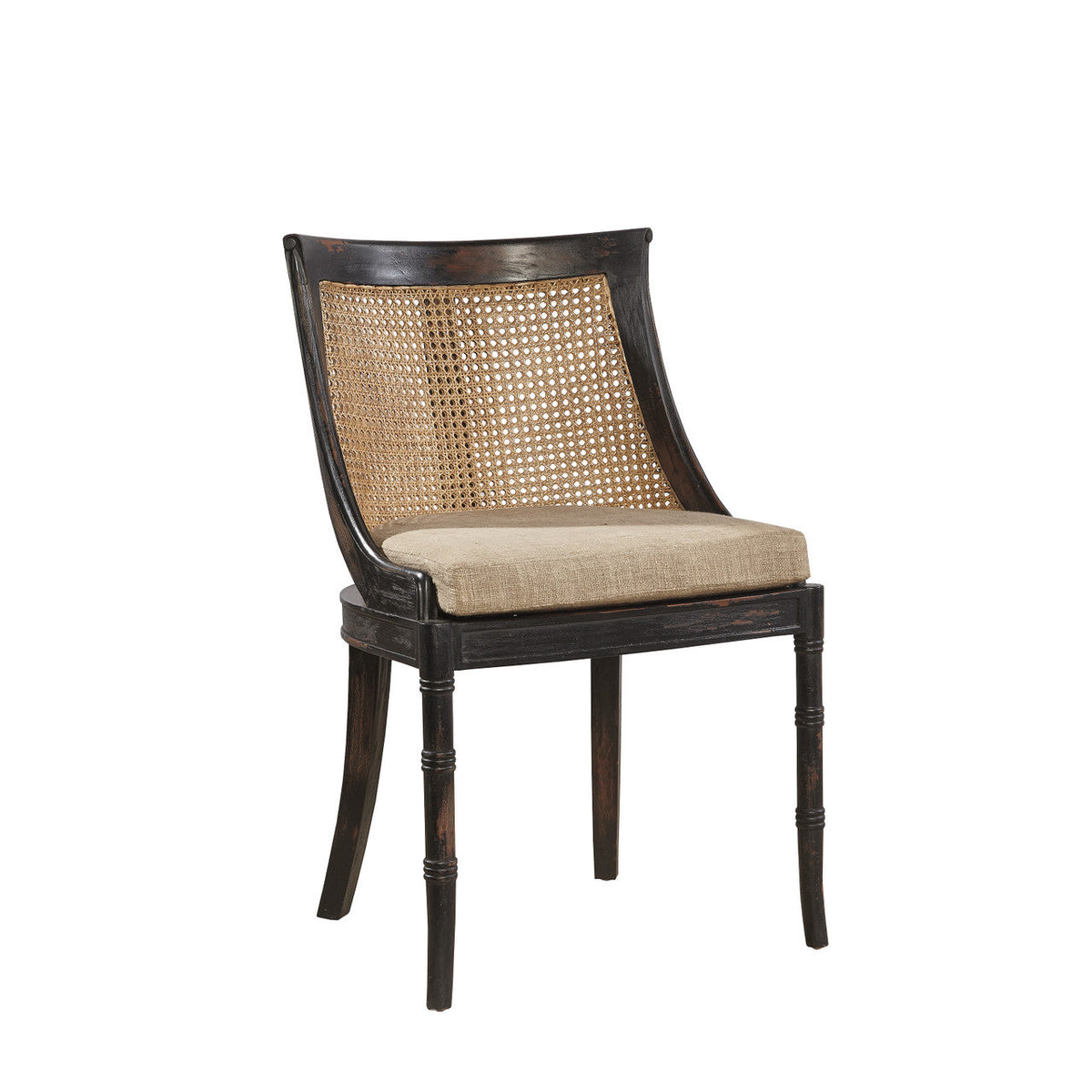 Camille Spoonback Side Chair — Distressed Black