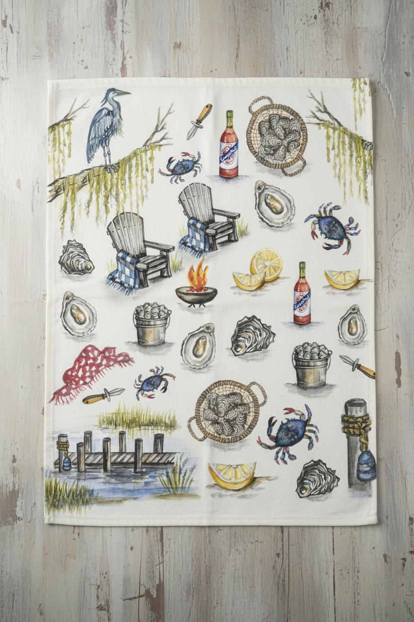 Oyster Roast Tea Towel — photo 3