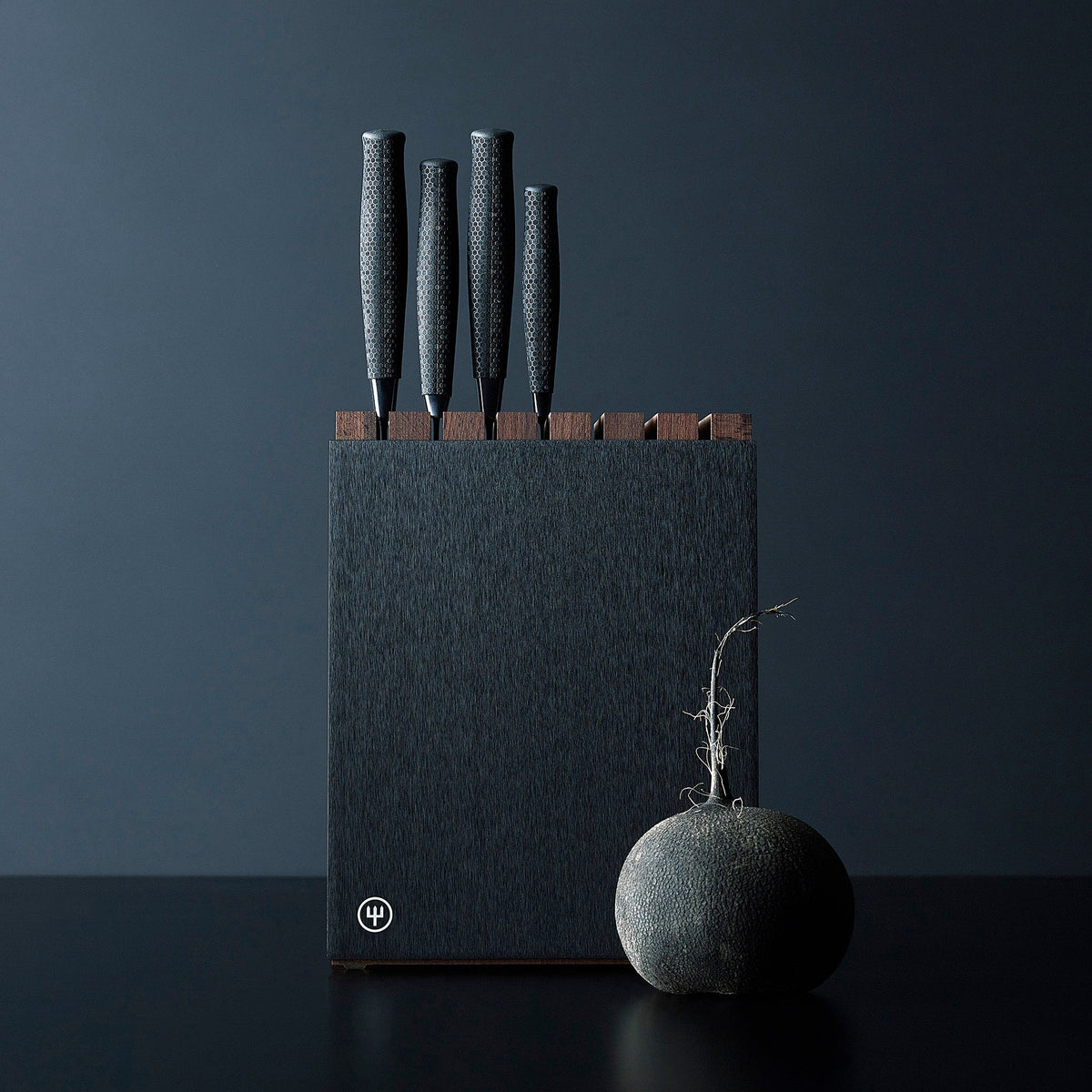 Wusthof 7-Slot Black Aluminum Knife Block with Wood Insert — Black