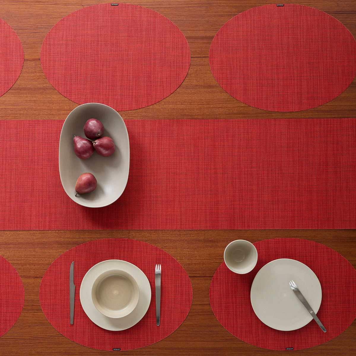 Mini Basketweave Placemats - Scarlet