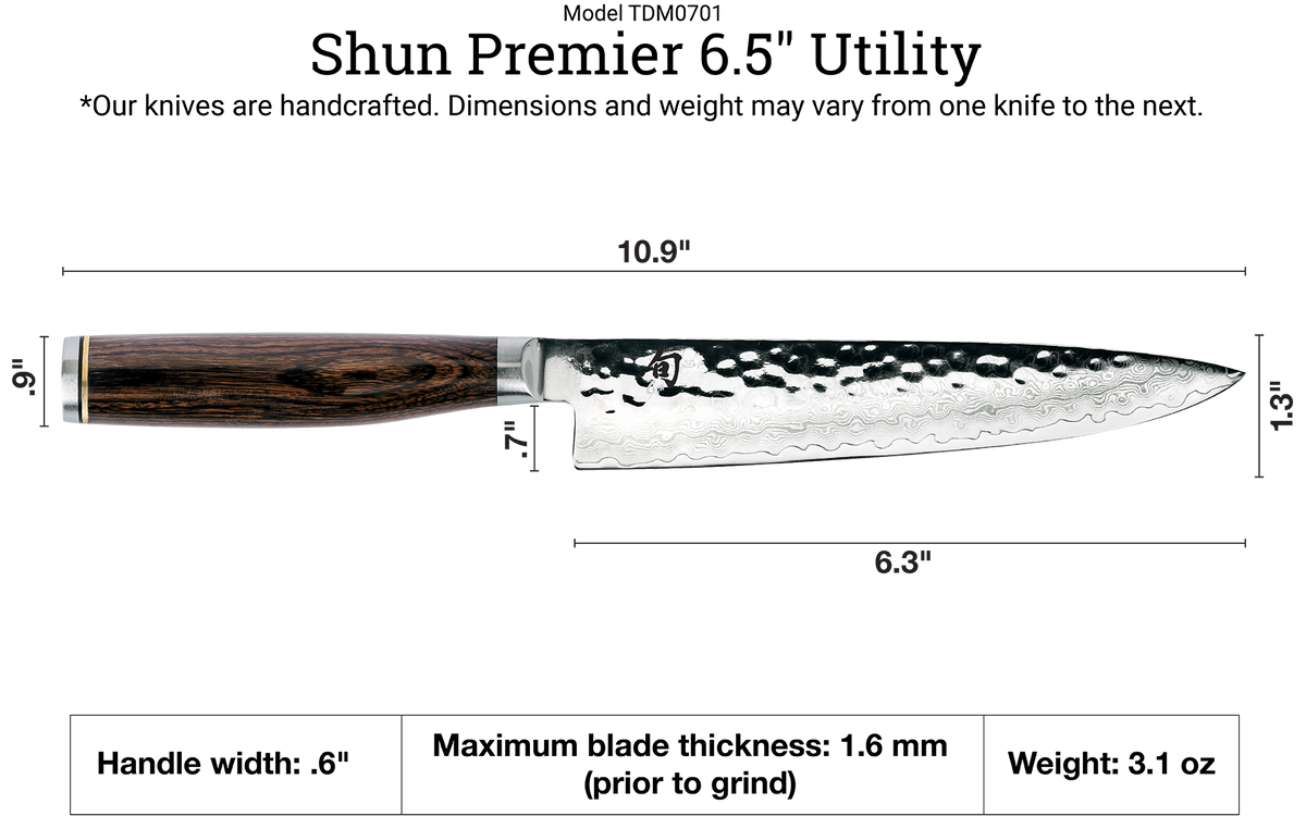 Shun Premier Blonde 6.5" Utility Knife — Walnut