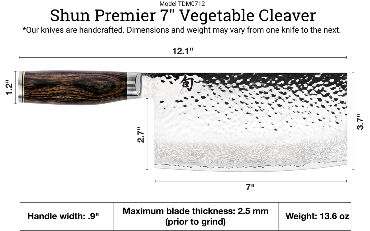 Shun Premier 7” Vegetable Cleaver — Walnut