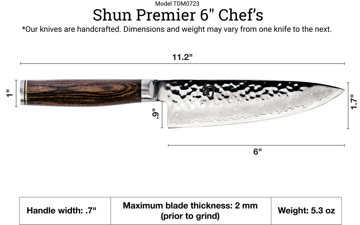 Shun Premier Blonde 6" Chef's Knife — Walnut