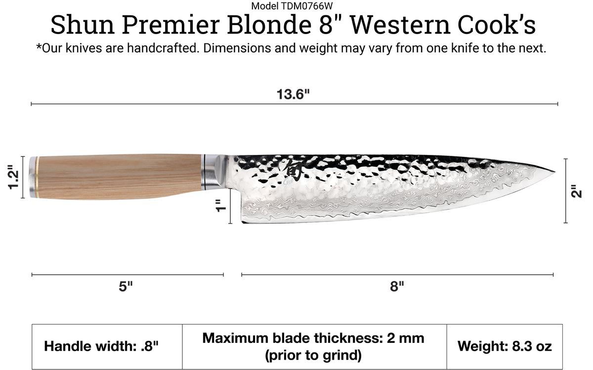 Shun Premier Blonde 8" Western Cook's Knife — Blonde