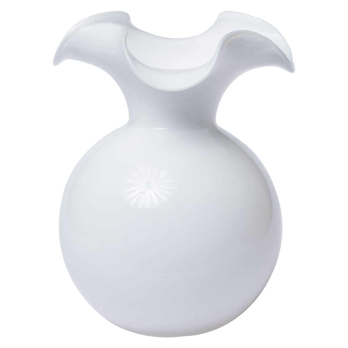 Hibiscus Glass Large Fluted Vase White