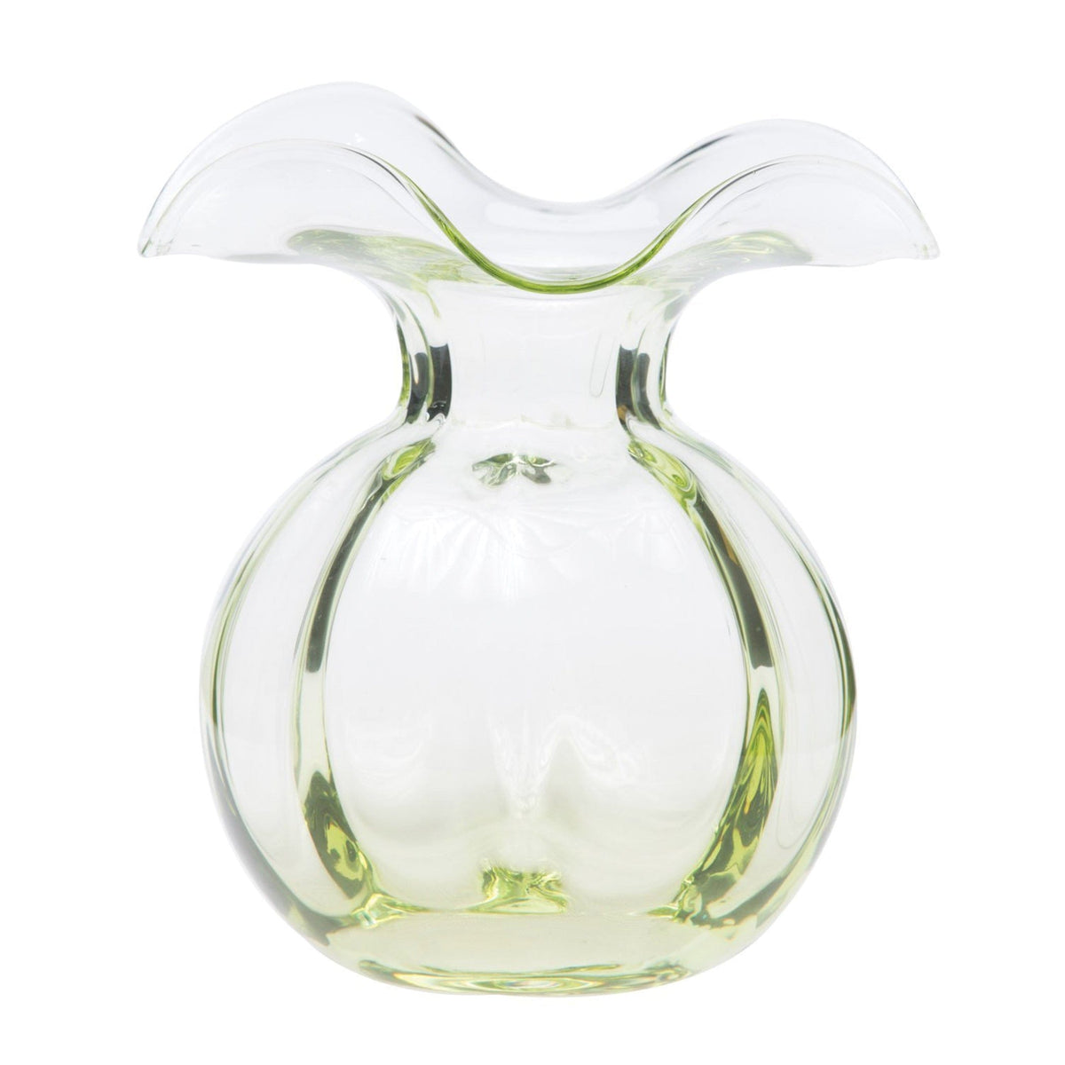 Hibiscus Glass Medium Fluted Vase  Green