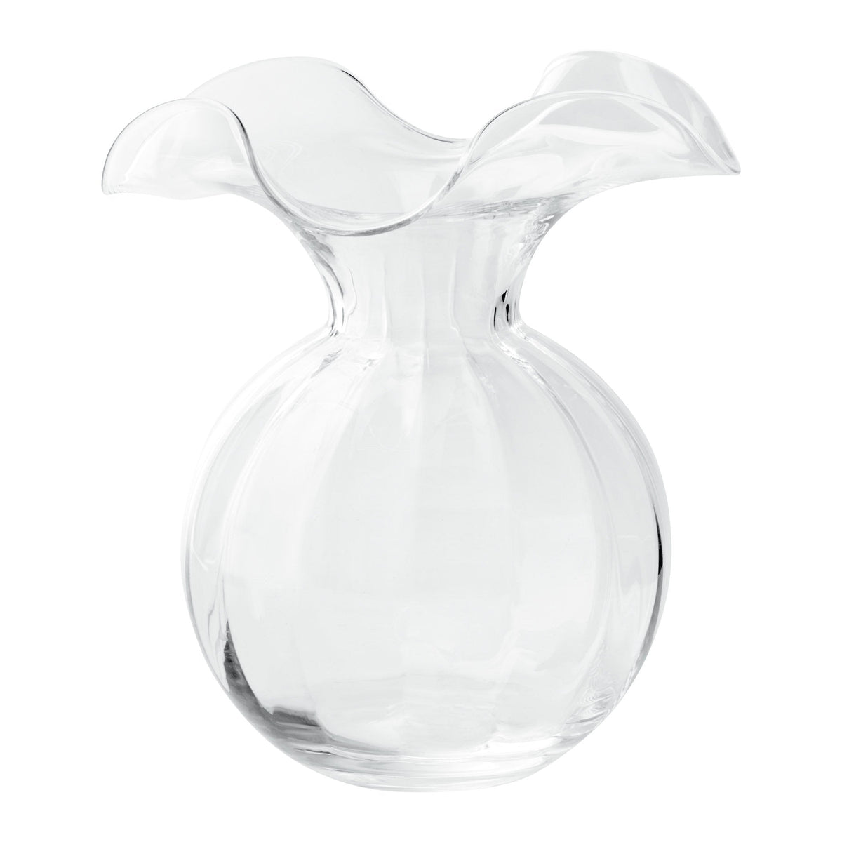 Hibiscus Glass Medium Fluted Vase Clear