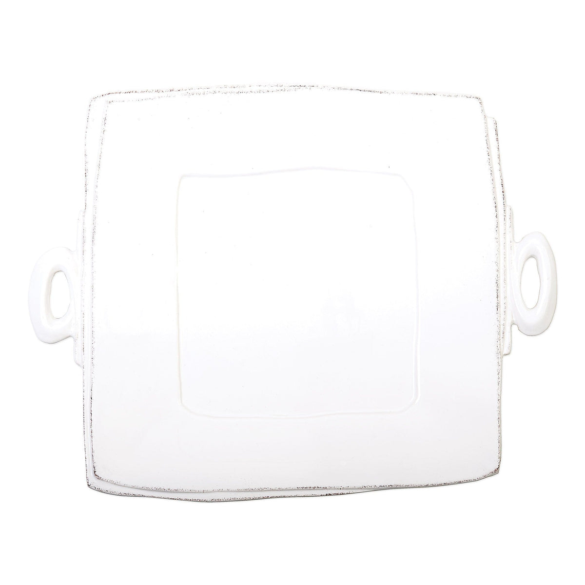 Lastra Handled Square Platter White