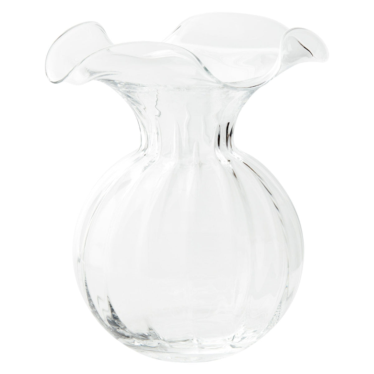 Hibiscus Glass Large Fluted Vase Clear