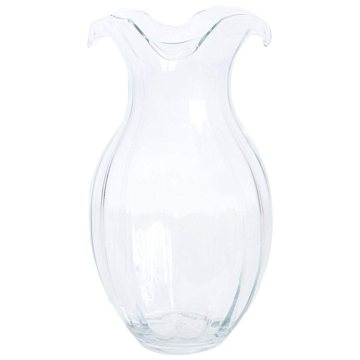 Hibiscus Glass Vertical Fluted Large Vase Clear