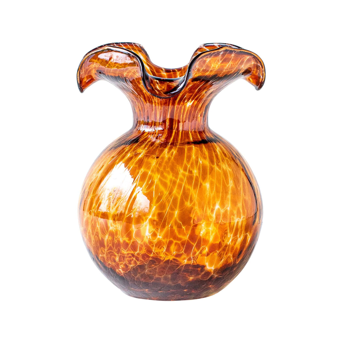 Hibiscus Glass Small Fluted Vase BrownTortoiseshell