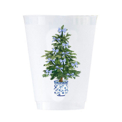 Blue Bows Christmas Tree Shatterproof Cups