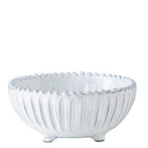 Vietri Incanto White Stripe Footed Bowl