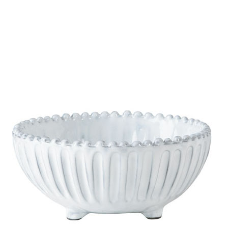Vietri Incanto White Stripe Footed Bowl