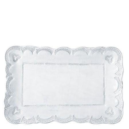Vietri Incanto White Lace Small Rectangular Platter