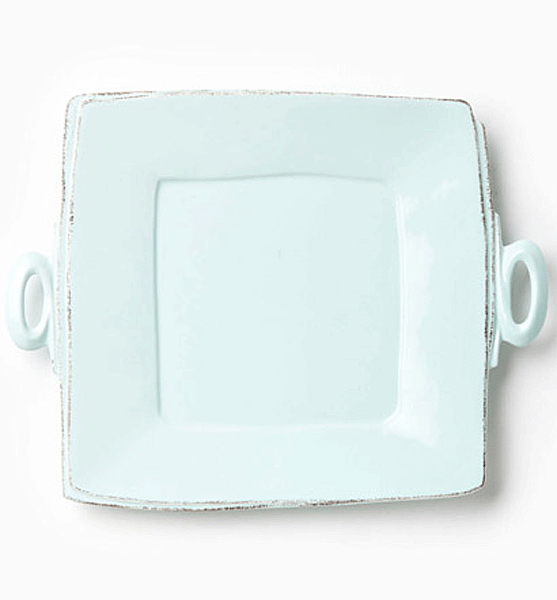 Vietri Lastra Aqua Handled Square Platter